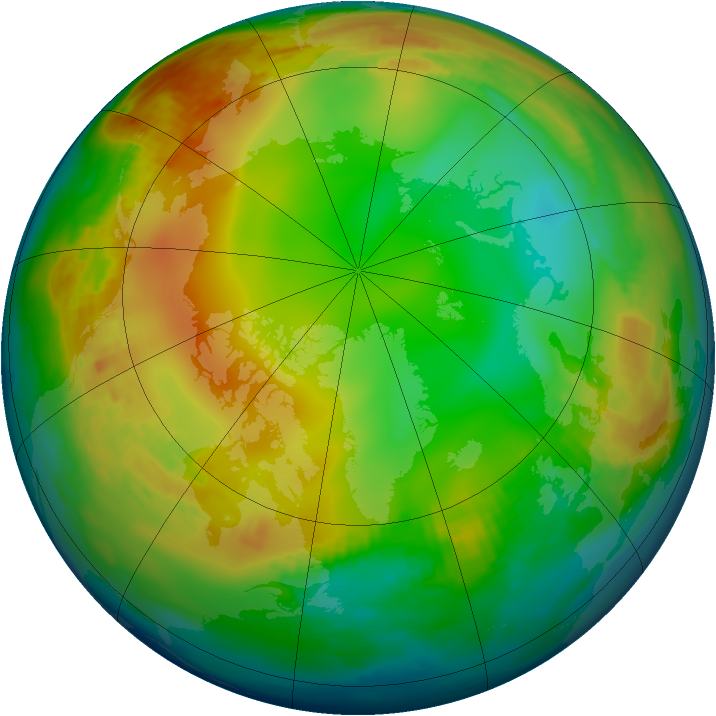 Arctic ozone map for 03 January 1980